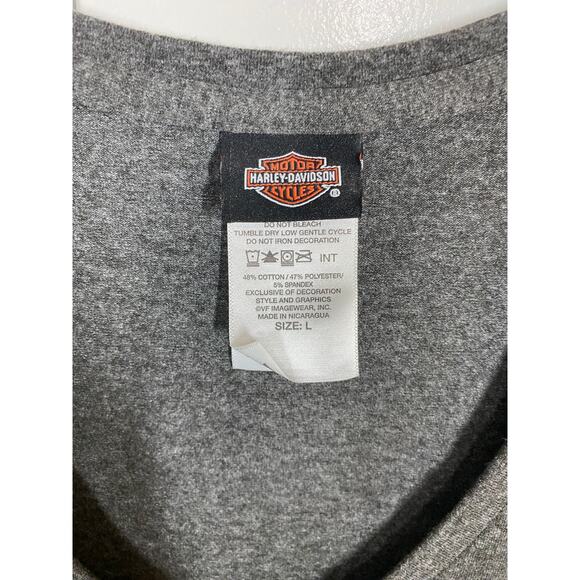 Harley Davidson Temecula Long Sleeve V Neck T-Shirt Gray Size L - Picture 4 of 6